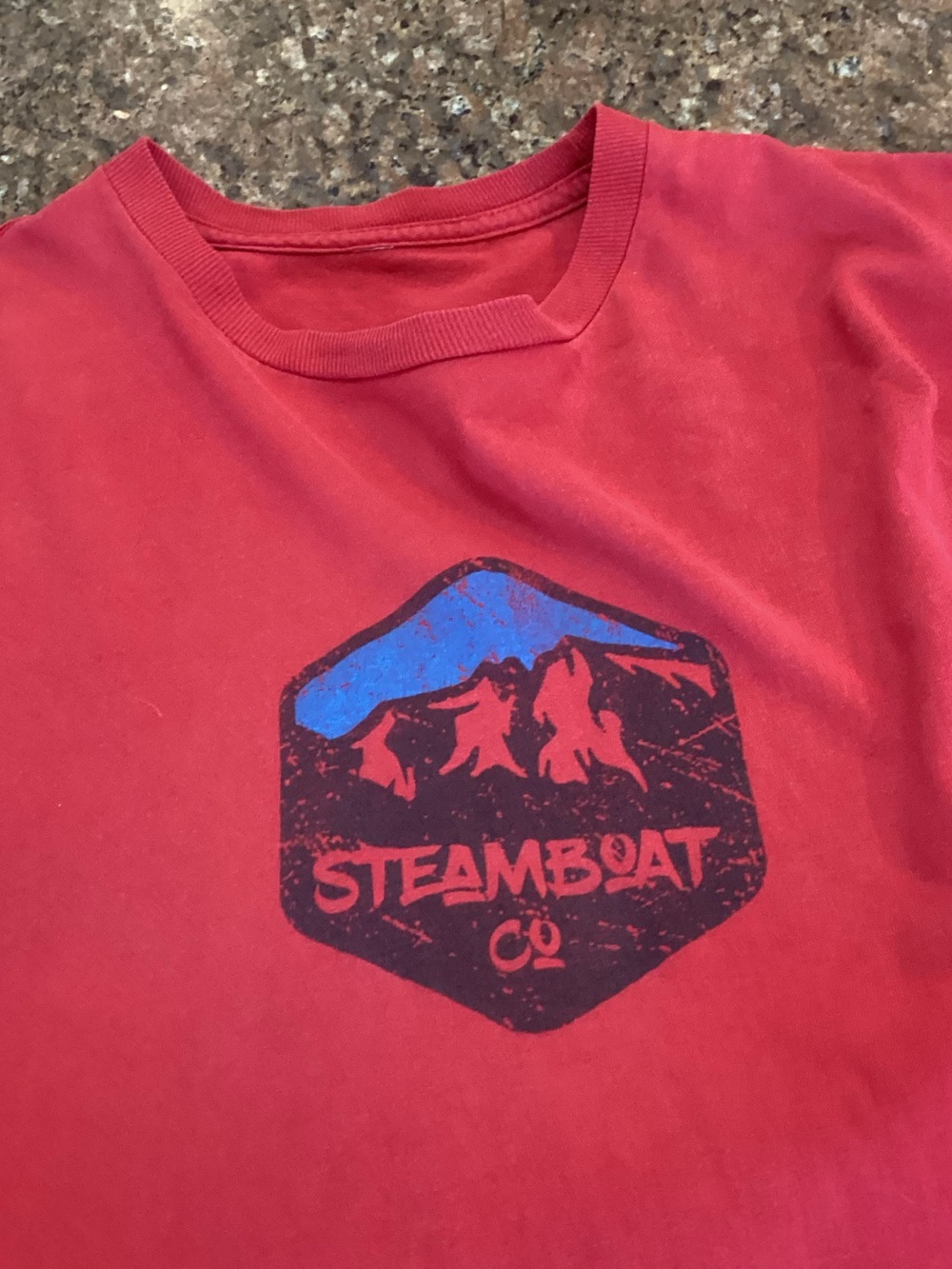 Steam Boat Colorado,Red Short Sleeve Graphic Tee,Size Extra Large